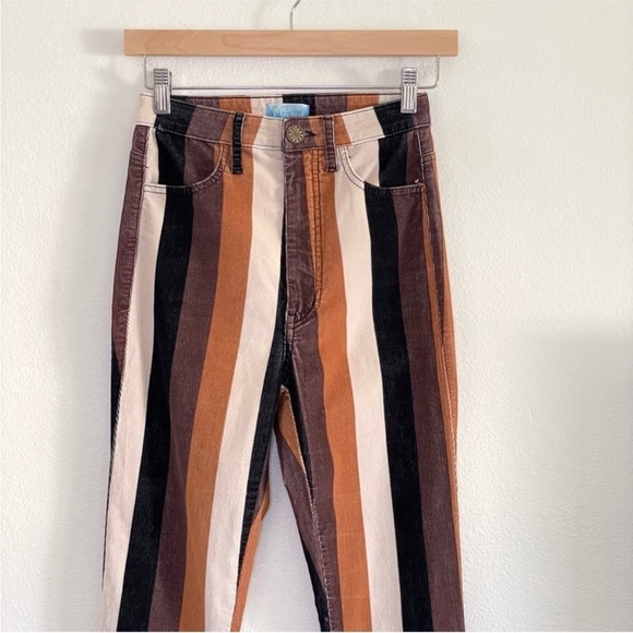 Show Me Your MuMu Berkeley Zip Up Striped Bell Bottoms Flared Pants SZ 26 - Picture 8 of 12